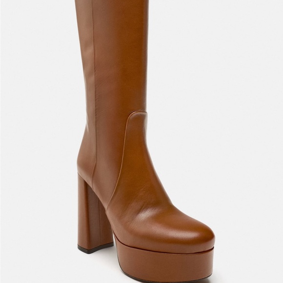 Zara platform leather Boots camel, - Picture 8 of 10